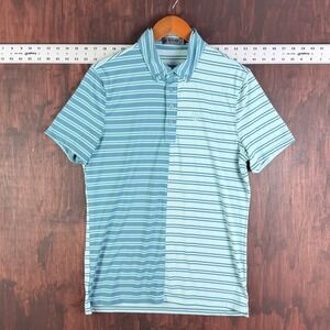 G/FORE Split Striped Performance Golf Polo Shirt Sage Blue G4MF23K004 Men's S